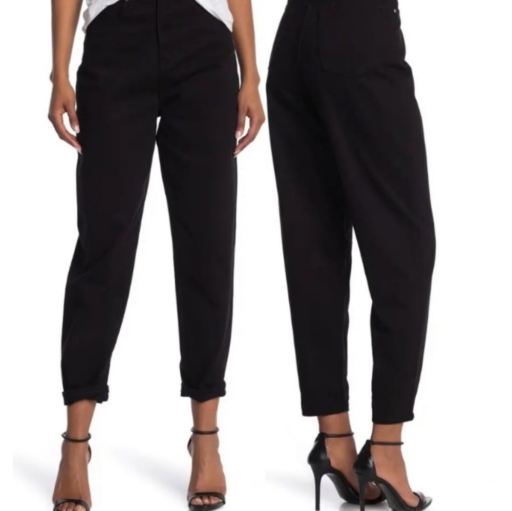 NWT‎ WeWoreWhat Dani Boyfriend Jean in Black size 24 Tappered High Rise Denim